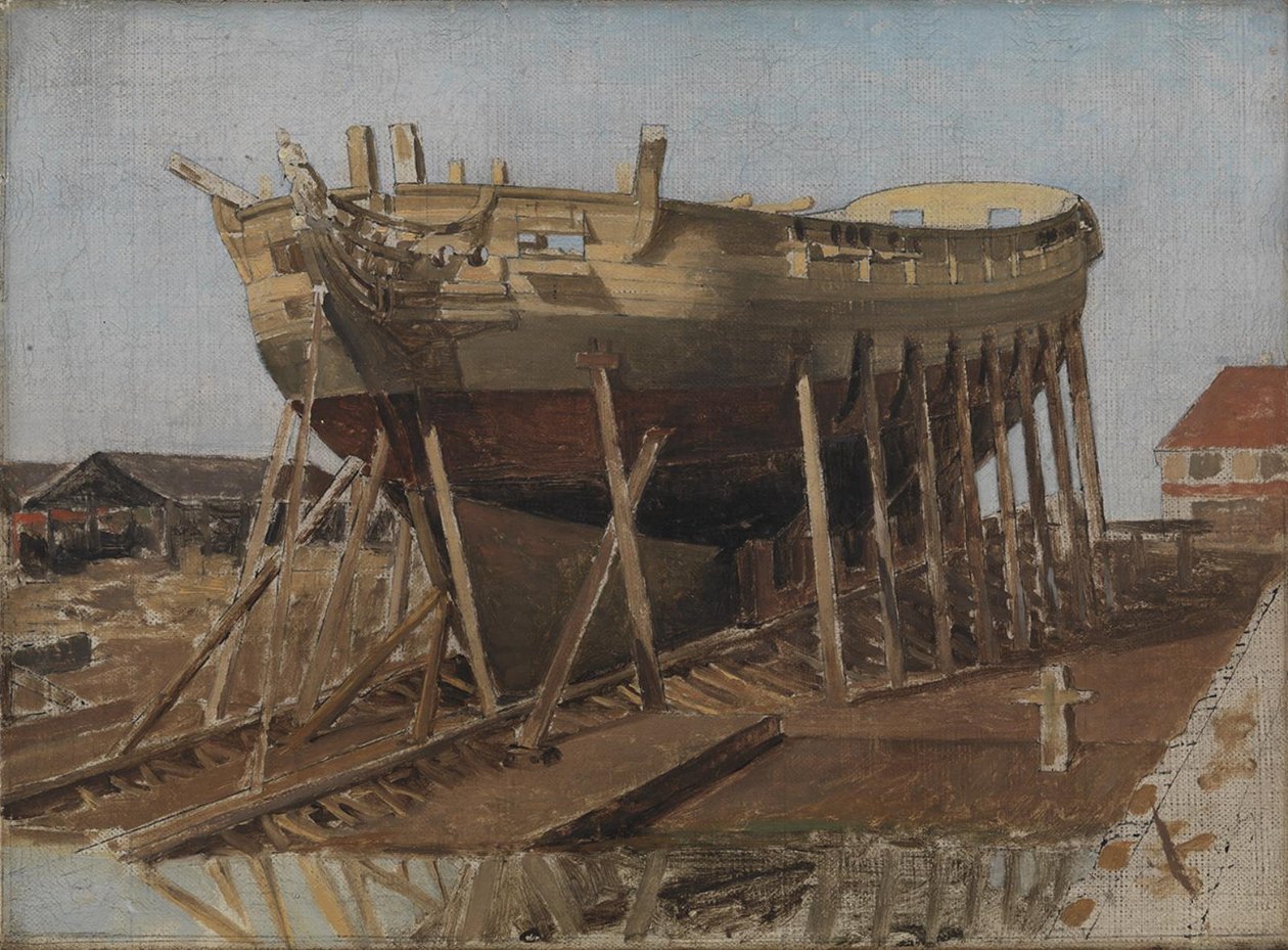 Une corvette sur les stocks. Copenhague - Christoffer Wilhelm Eckersberg