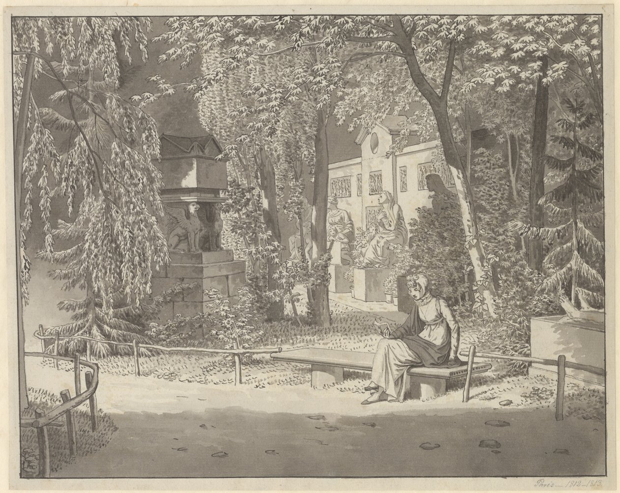 Aux tombes de Descartes et Condé dans le Jardin Elysée des Petits Augustins, Paris - Christoffer Wilhelm Eckersberg
