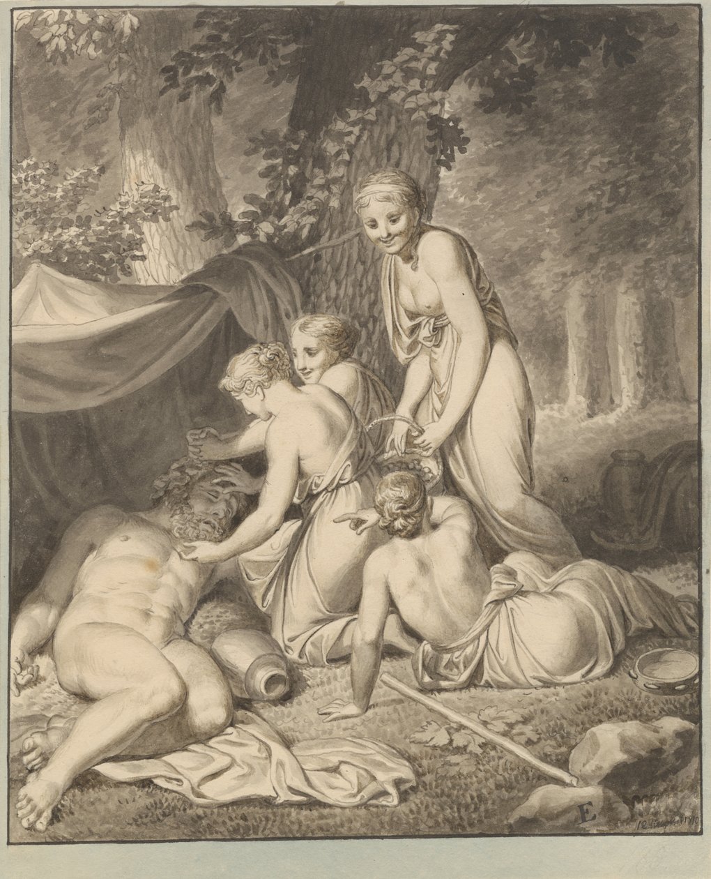 Le Silène endormi réveillé par des Bacchantes - Christoffer Wilhelm Eckersberg