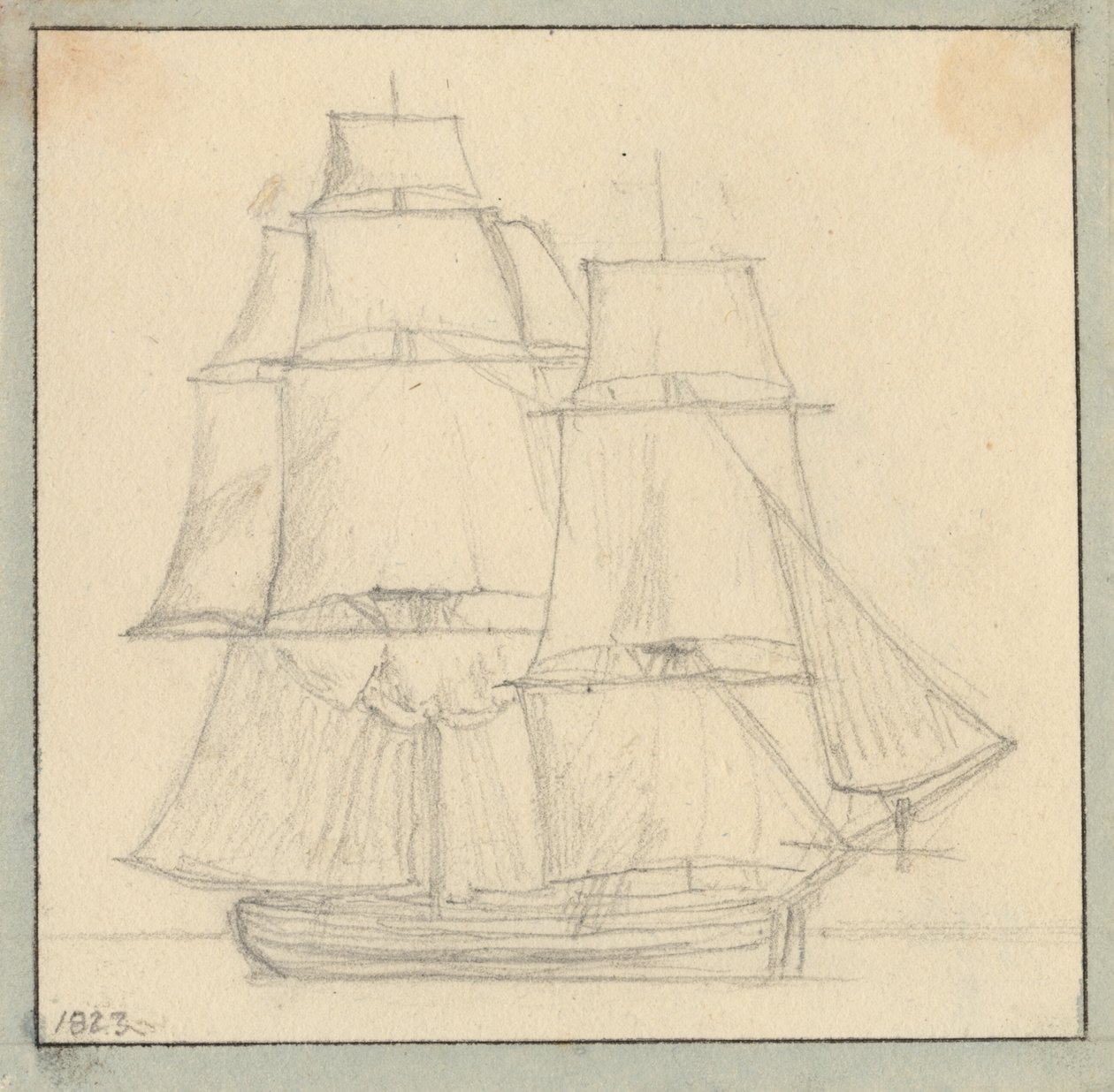 Un brig avec voile de lecture sur le grand mât - Christoffer Wilhelm Eckersberg