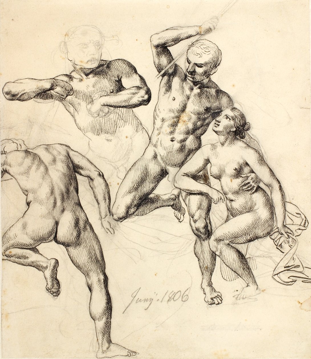 Études de figures - trois hommes et une femme - Christoffer Wilhelm Eckersberg