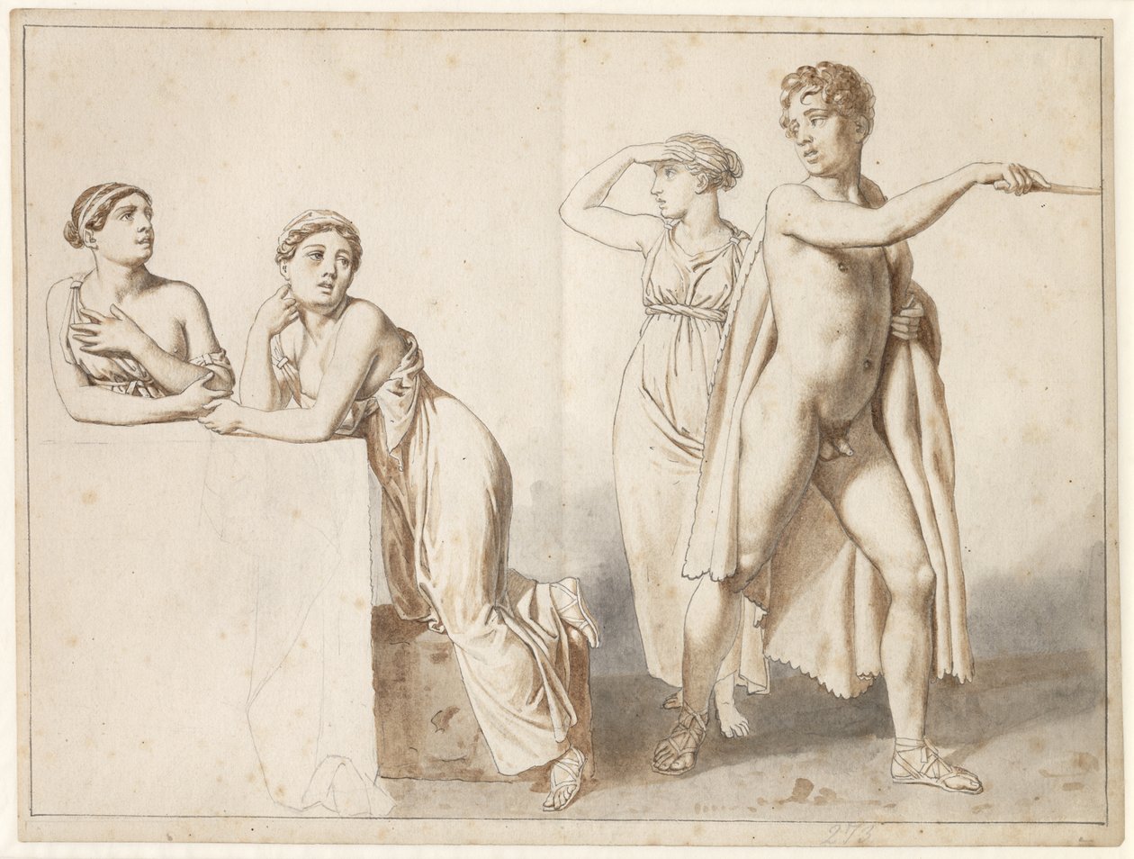 Quatre études de figures, trois femmes et un homme en costumes antiques - Christoffer Wilhelm Eckersberg