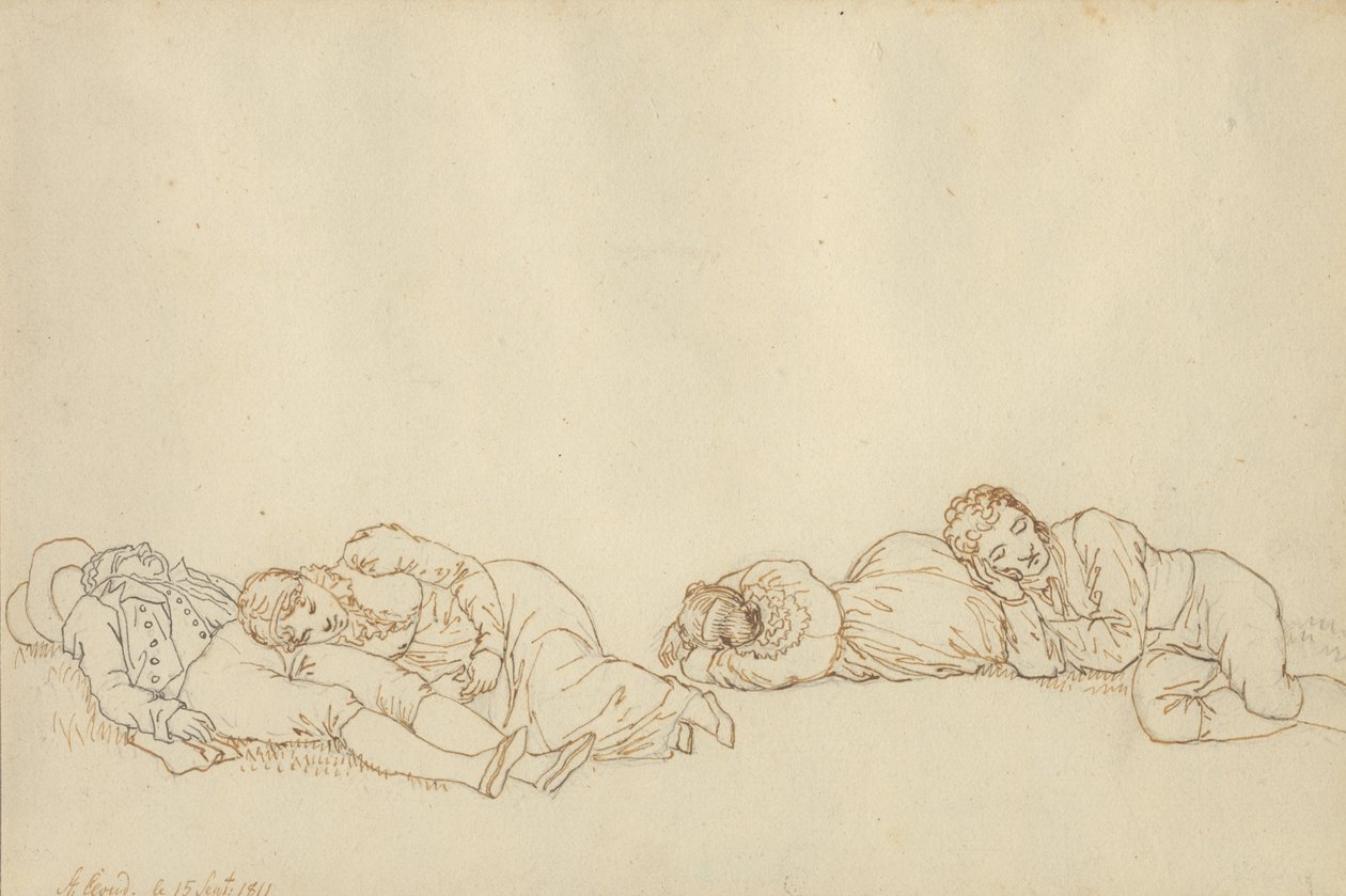 Quatre Parisiens endormis - Christoffer Wilhelm Eckersberg
