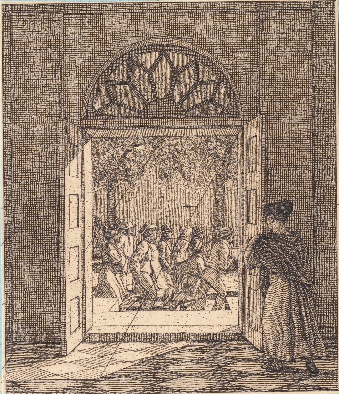 Depuis une antichambre. Illustration pour "Linearperspectiven", Planche VI - Christoffer Wilhelm Eckersberg