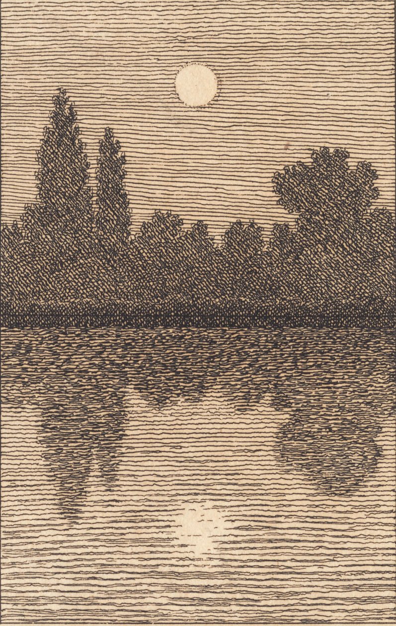 Clair de lune sur un lac. Illustration pour "Linearperspectiven", planche IV - Christoffer Wilhelm Eckersberg