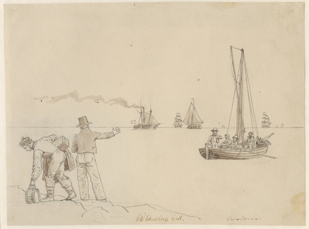 Passagers débarquant sur le bateau à vapeur Caledonia - Christoffer Wilhelm Eckersberg