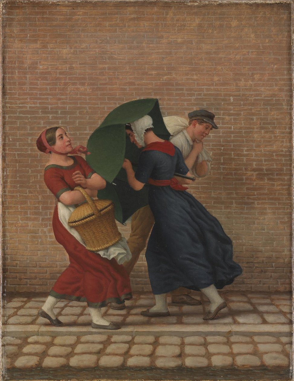 Scène de rue par temps venteux et pluvieux - Christoffer Wilhelm Eckersberg