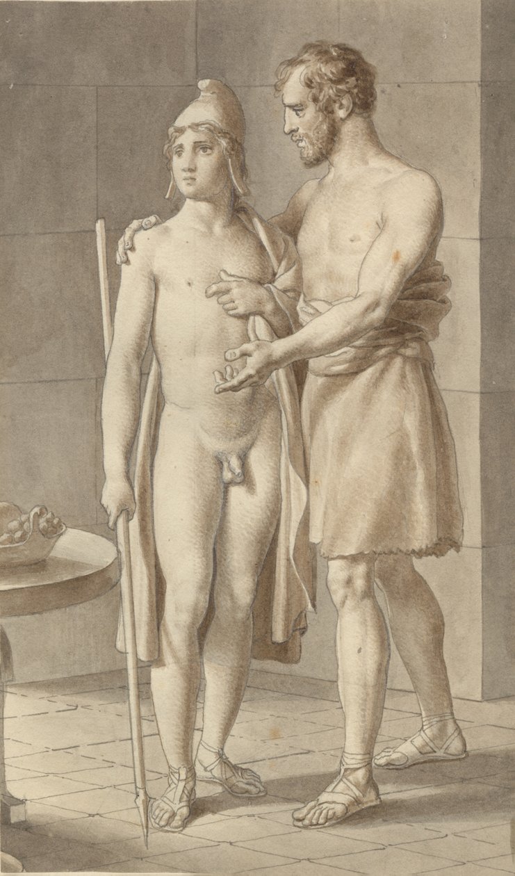 Télémaque rencontre Ulysse déguisé en mendiant chez le berger Eumée - Ulysse; fragment de la composition entière - Christoffer Wilhelm Eckersberg