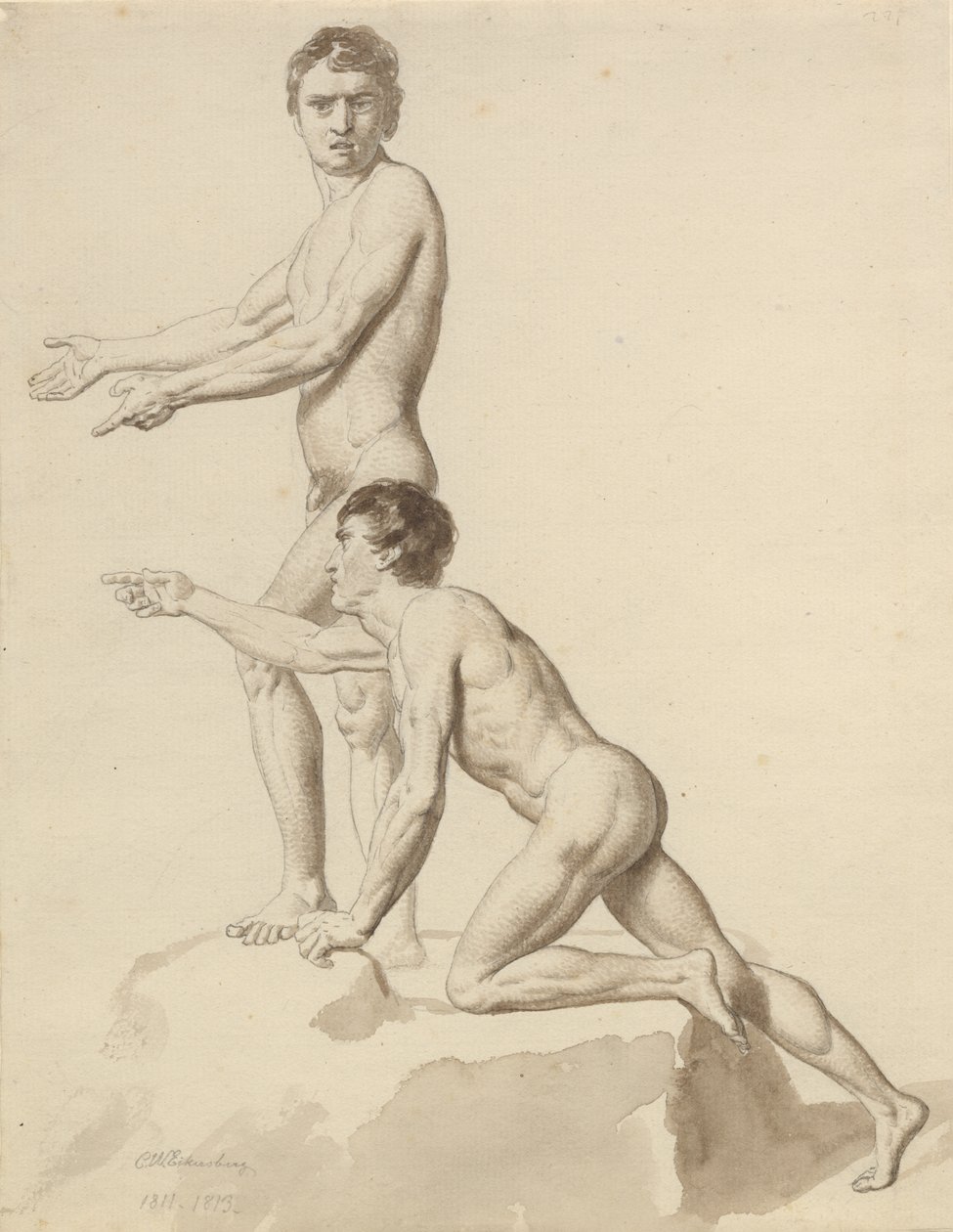 Deux Israélites sur un bloc de roche - Christoffer Wilhelm Eckersberg