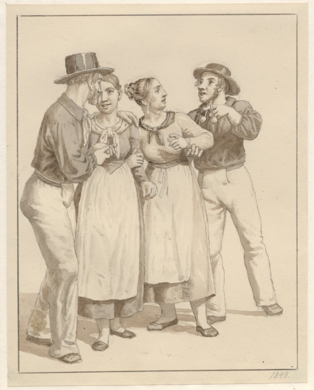 Deux marins courtisent deux filles - Christoffer Wilhelm Eckersberg