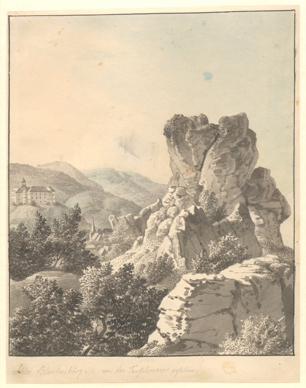 Vue depuis Harzen, depuis Teufelsmauer, le château de Blankenburg en arrière-plan - Christoffer Wilhelm Eckersberg