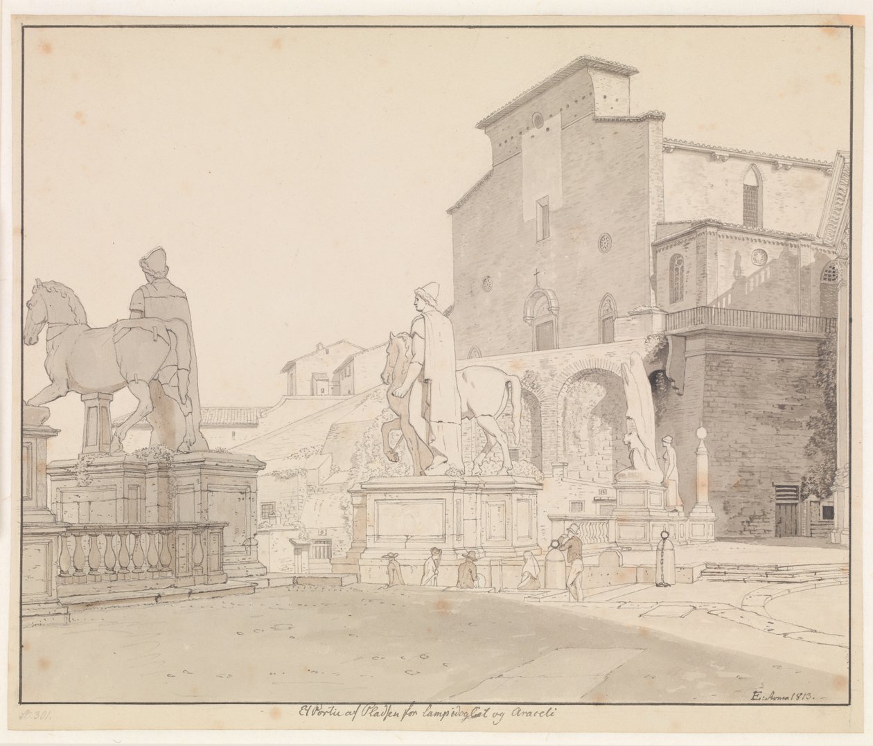 Vue du Capitole et de Santa Maria in Aracoeli, Rome - Christoffer Wilhelm Eckersberg