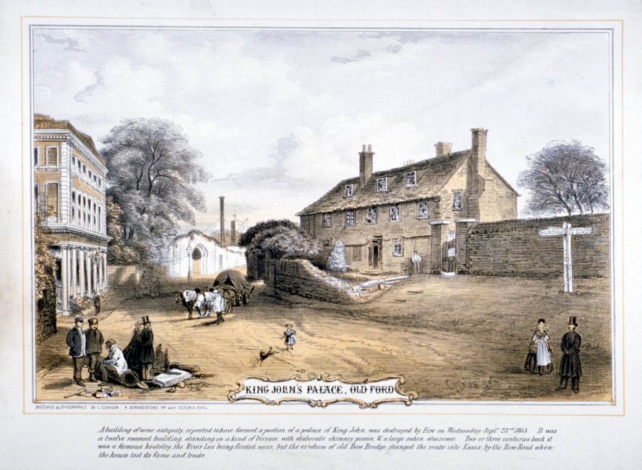 Vue du palais du roi Jean, Old Ford, Poplar, Londres, vers 1863 - C Coghlan