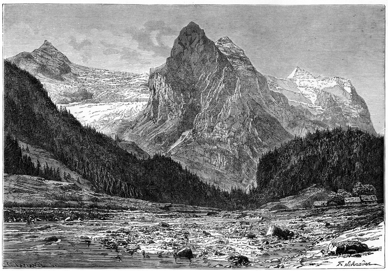 Le Wellhorn et le glacier de Rosenlaui, Suisse, 19ème siècle - C. Laplante