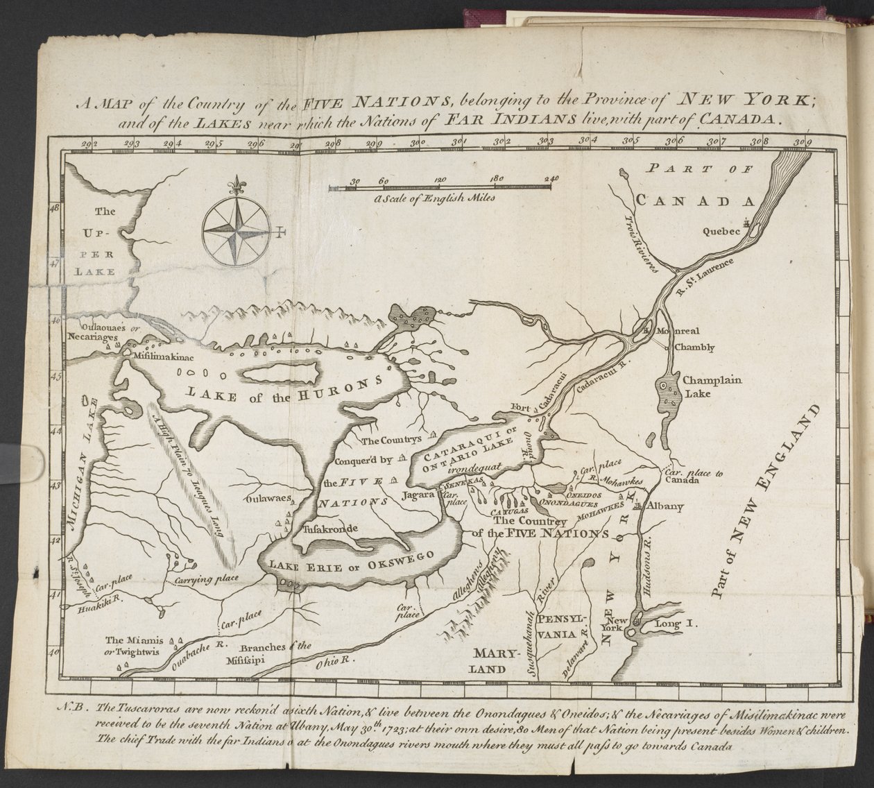 Une carte du pays des Cinq Nations, appartenant à la province de New York; et des lacs près desquels vivent les Nations des Indiens lointains, avec une partie du Canada - Cadwallader Colden