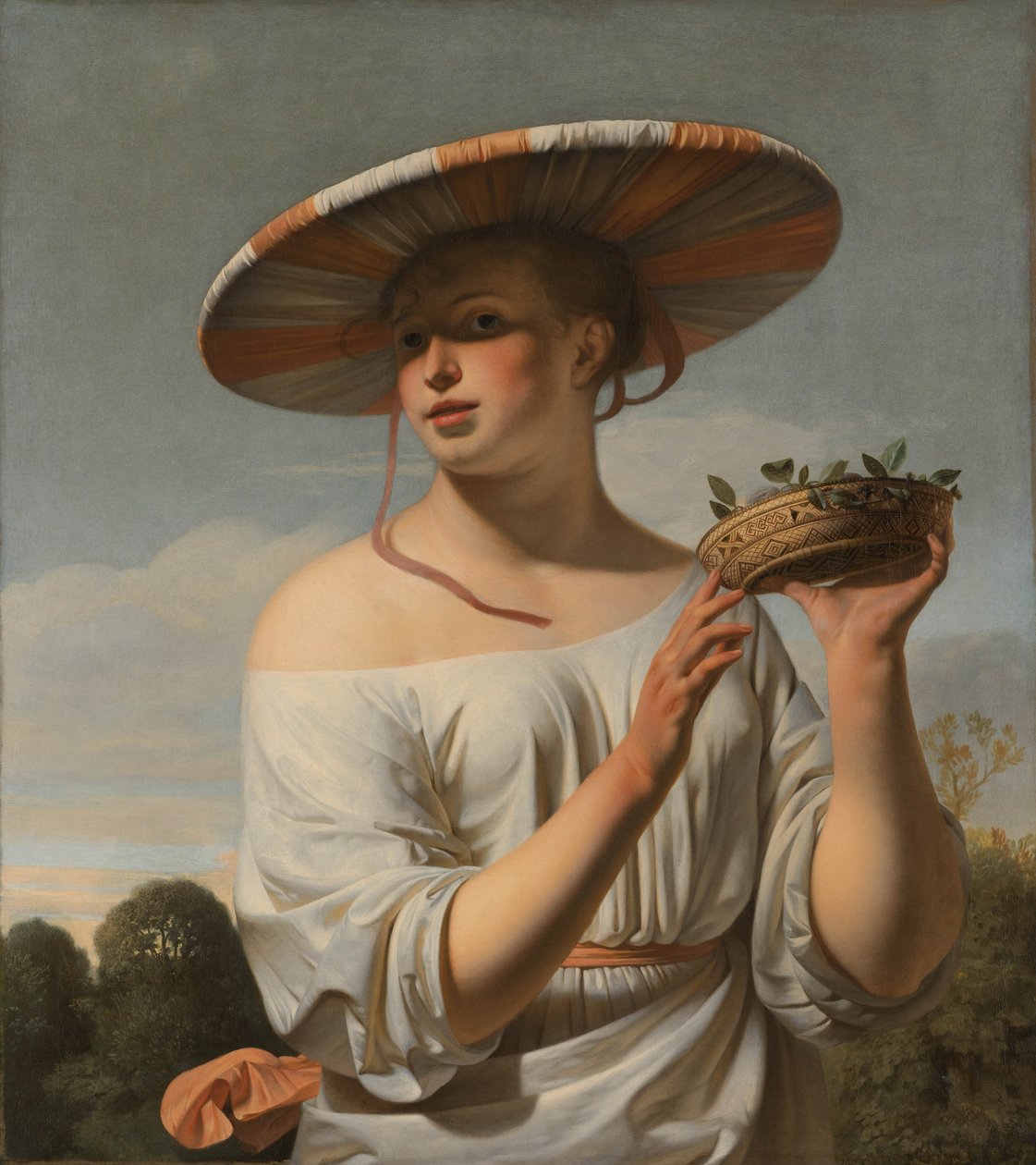 Fille avec un grand chapeau - Cesar Boetius van Everdingen