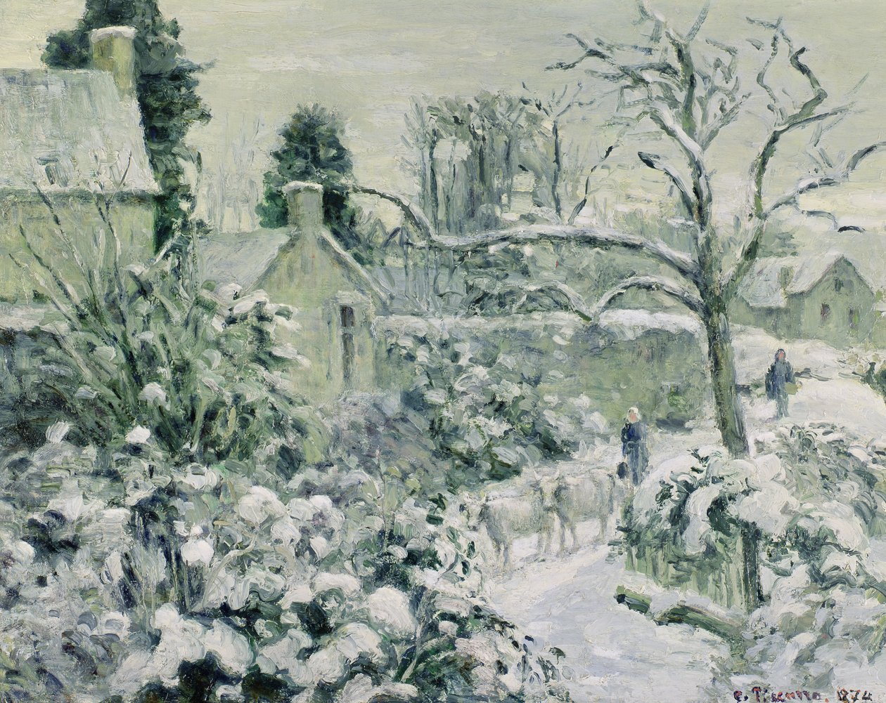 Effet de neige avec des vaches à Montfoucault, 1874 - Camille Jacob Pissarro