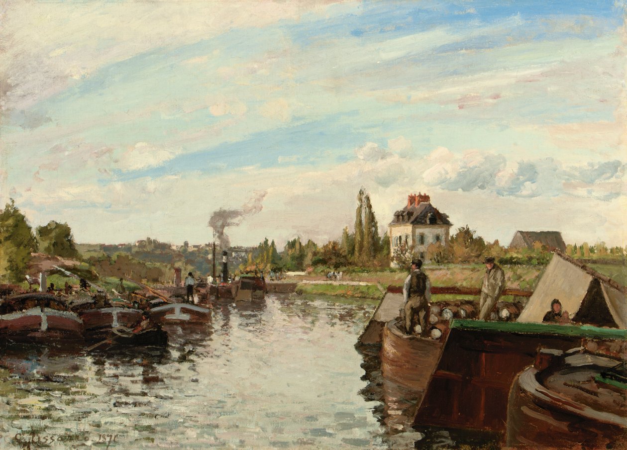 Péniche sur la Seine à Bougival, 1871 - Camille Jacob Pissarro