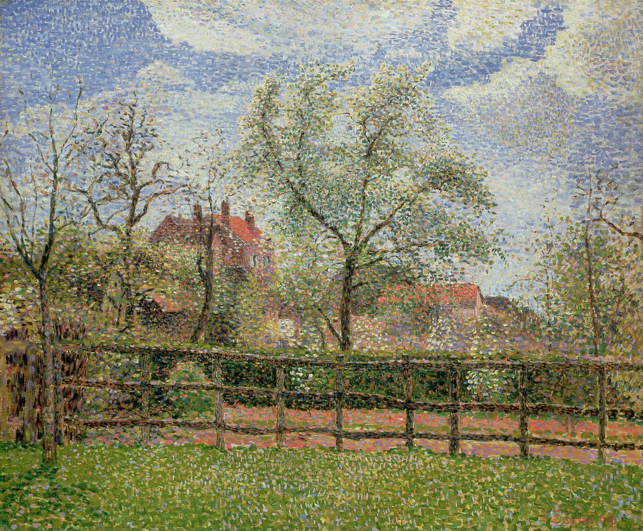 Poirier et fleurs à Éragny, matin, 1886 - Camille Jacob Pissarro