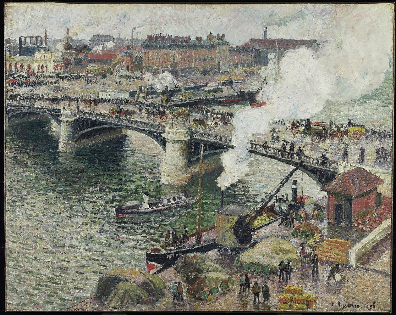 Pont Boieldieu à Rouen, temps humide, 1896 - Camille Jacob Pissarro