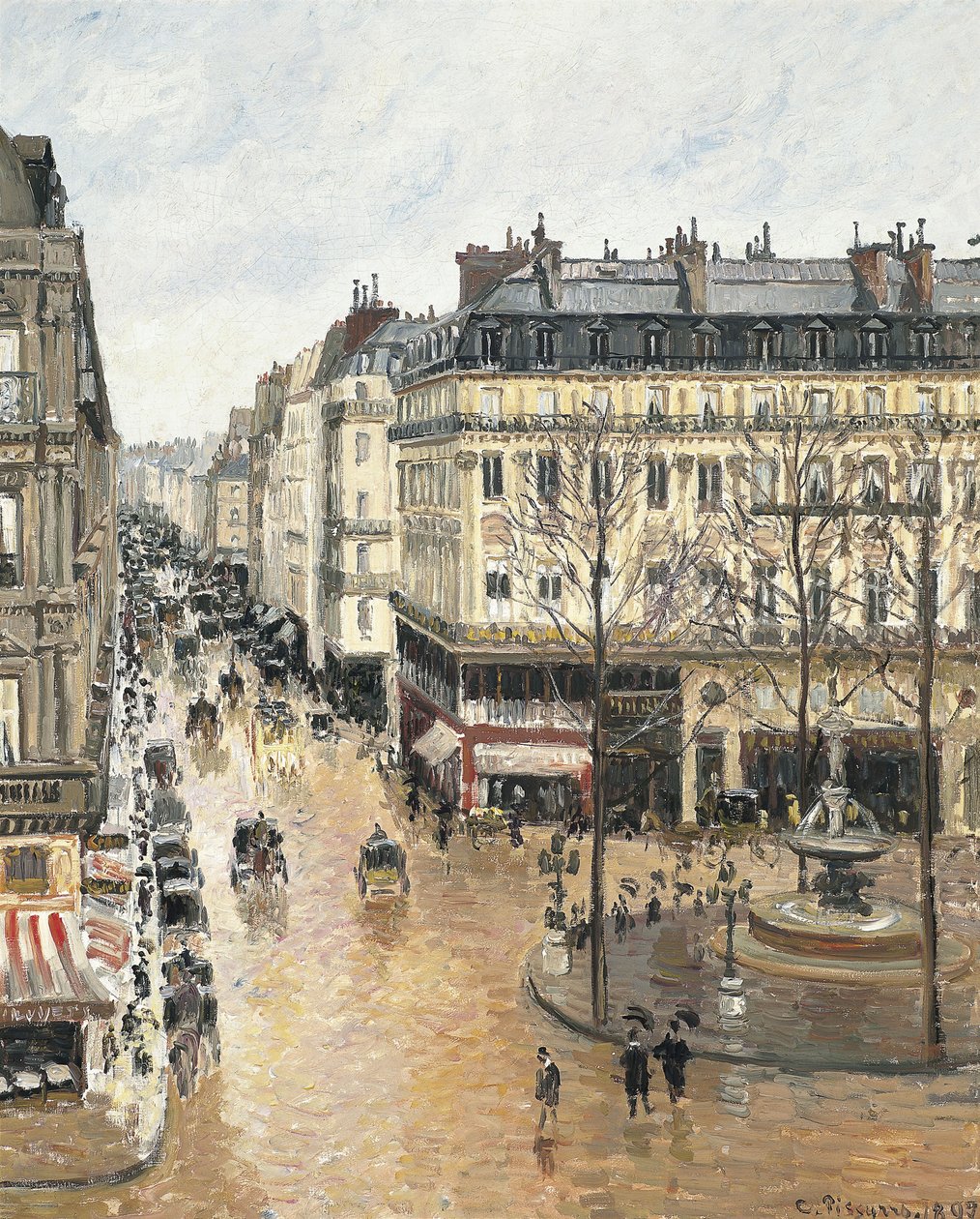 French: Rue Saint-Honoré, Après-midi, Effet de Pluie Rue Saint-Honoré in the Afternoon. Effect of Rain - Camille Pissarro