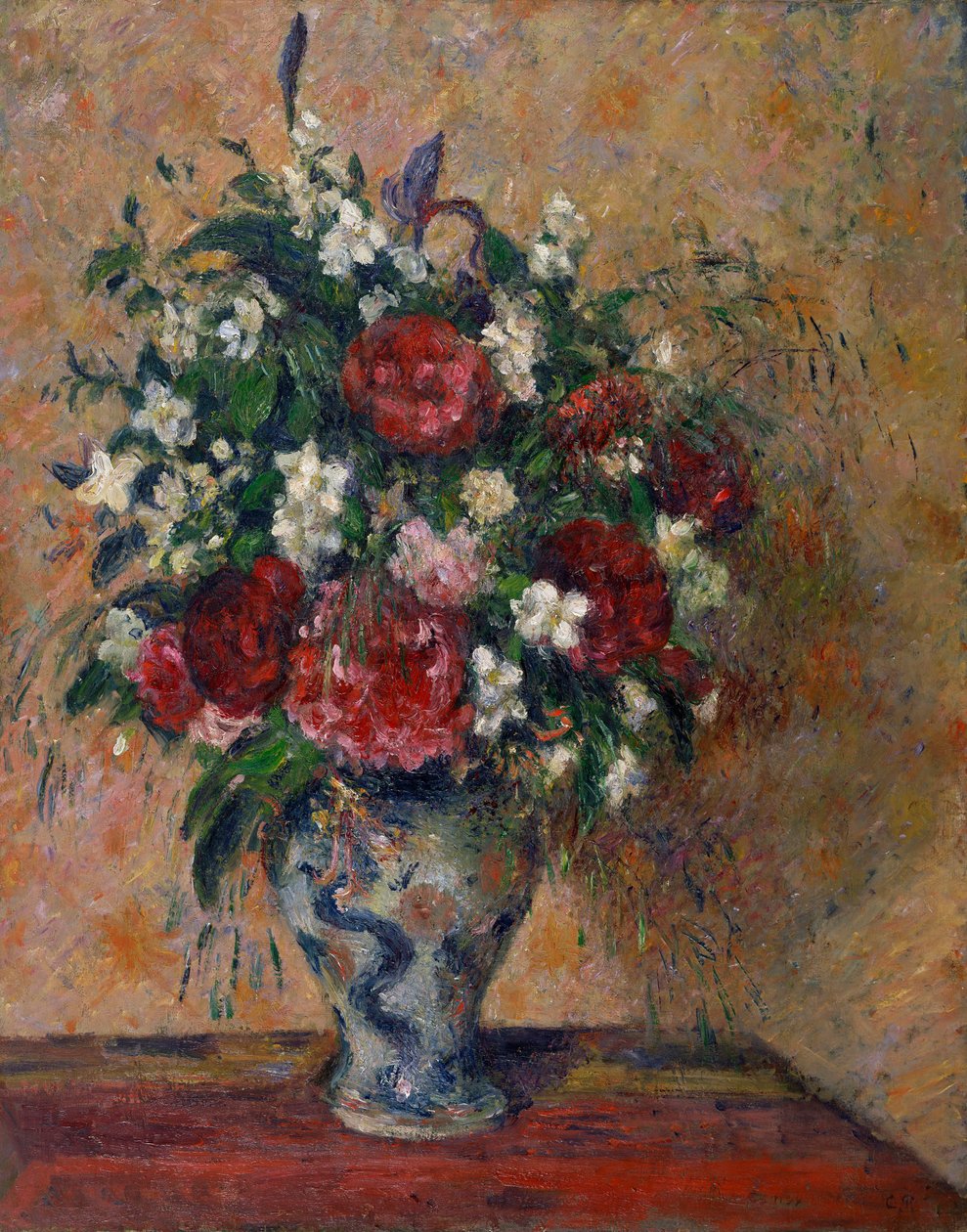 Nature morte avec pivoines et fond orange - Camille Pissarro