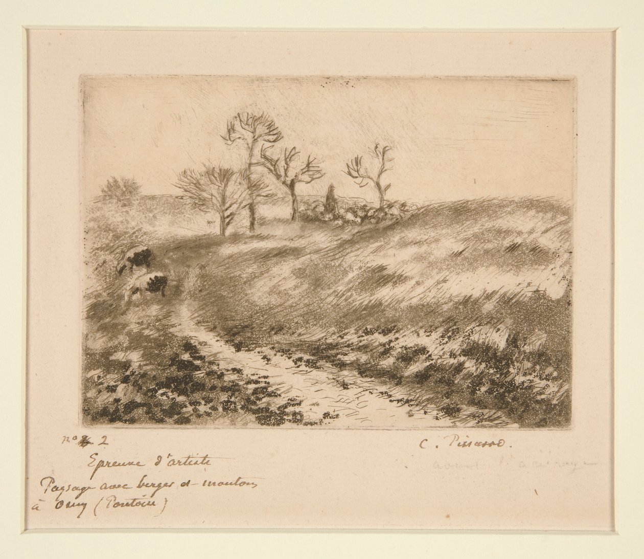 Paysage avec berger et moutons à Osny - Camille Pissarro