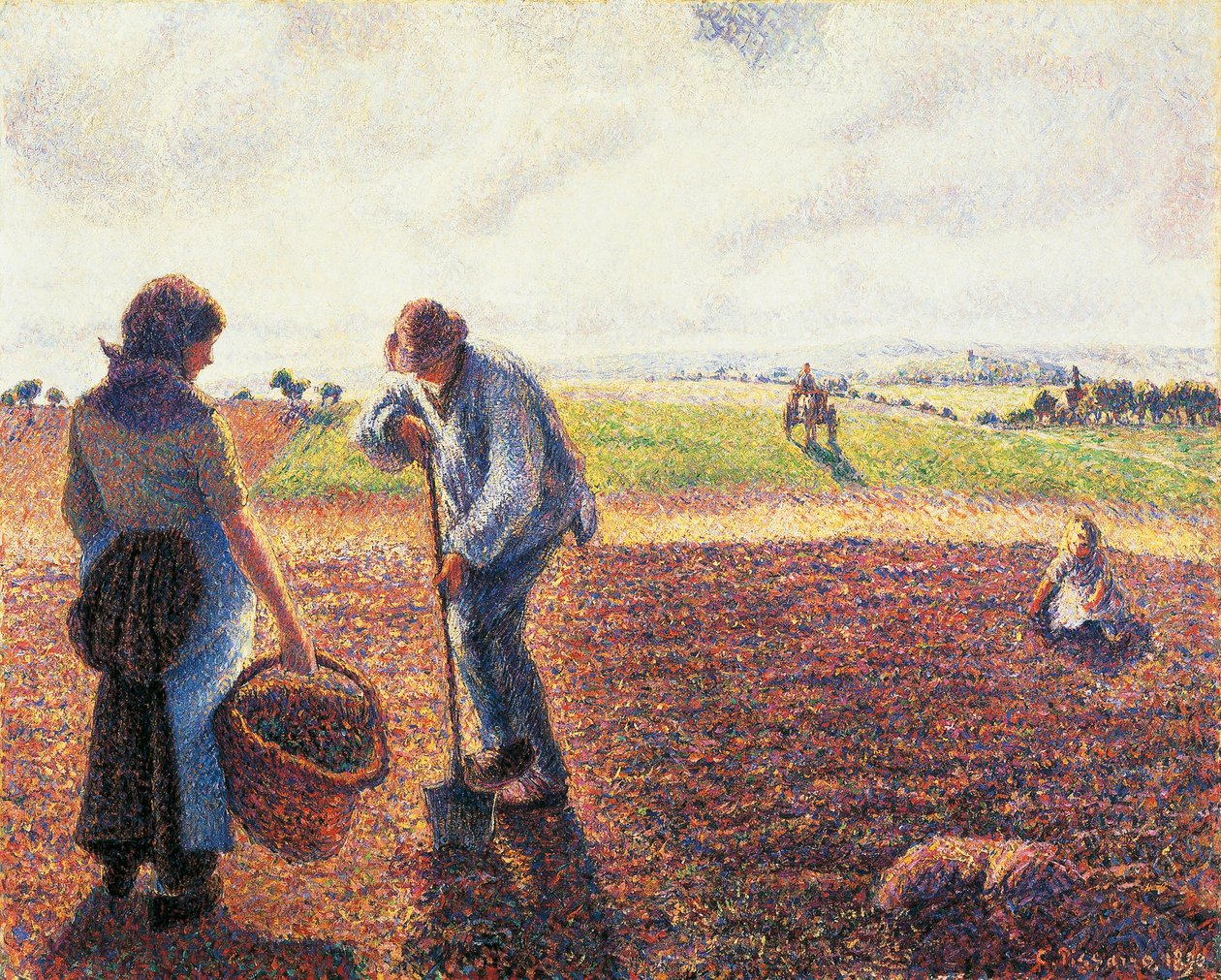 Paysans dans les champs, Eragny - Camille Pissarro