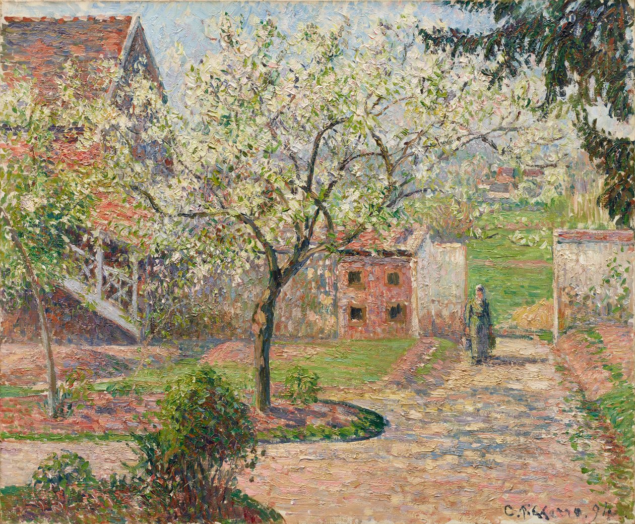 Pruniers en fleurs, Éragny. La maison du peintre - Camille Pissarro