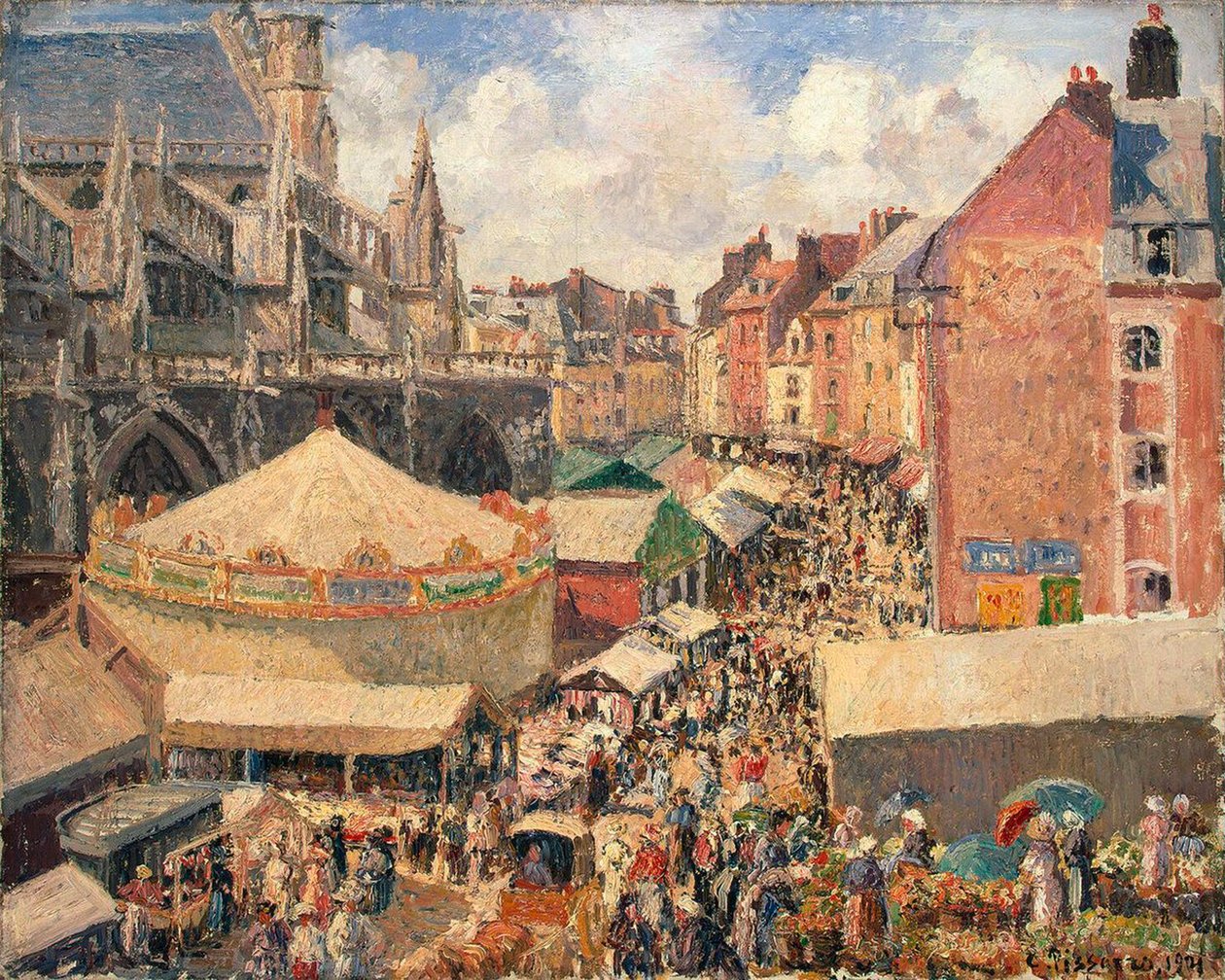 La Foire à Dieppe, matin ensoleillé, 1901 - Camille Pissarro