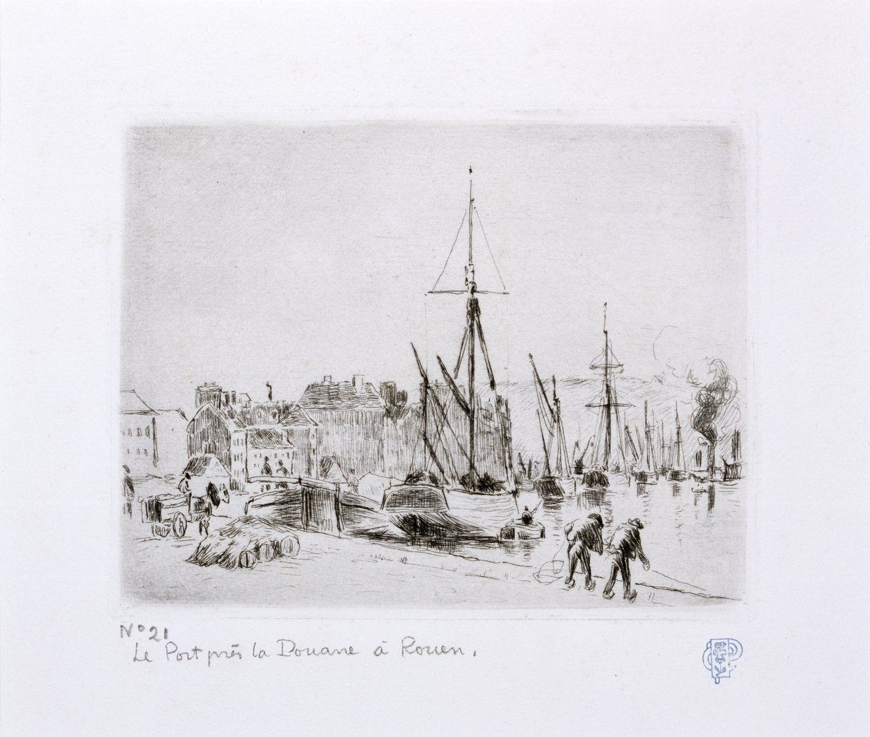Le port près de la douane à Rouen - Camille Jacob Pissarro