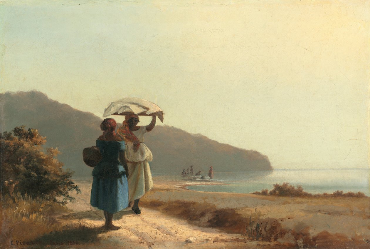Deux Femmes Bavardant près de la Mer, Saint-Thomas - Camille Pissarro