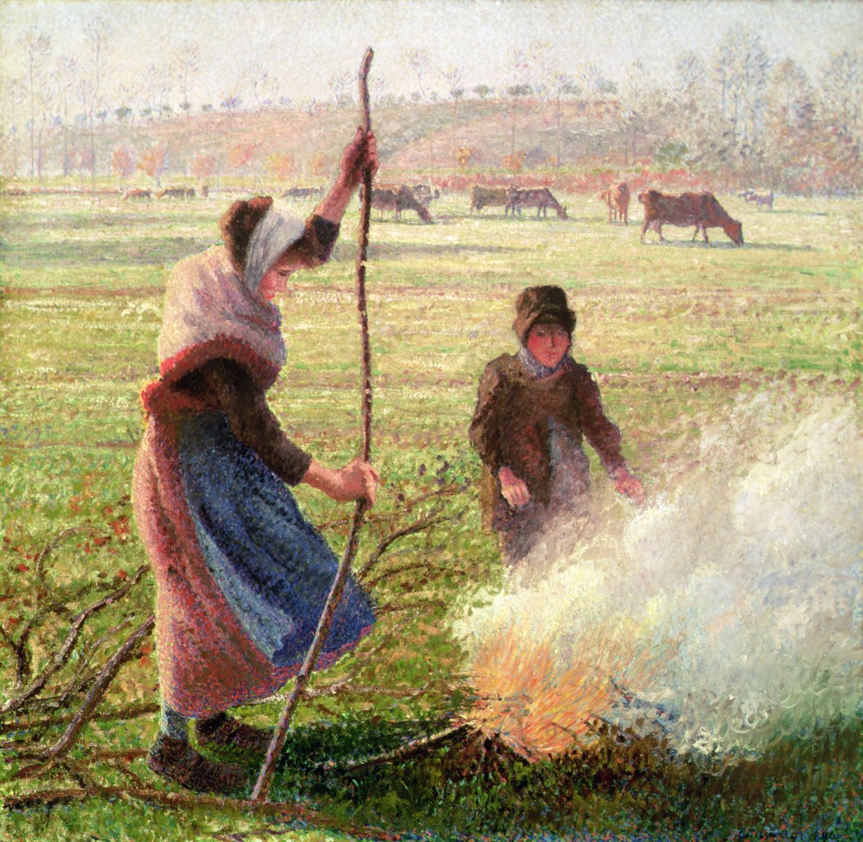 Givre blanc, femme coupant du bois - Camille Jacob Pissarro