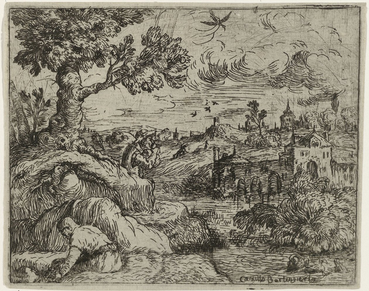 Paysage avec ciel nuageux - Camillo Berlinghieri
