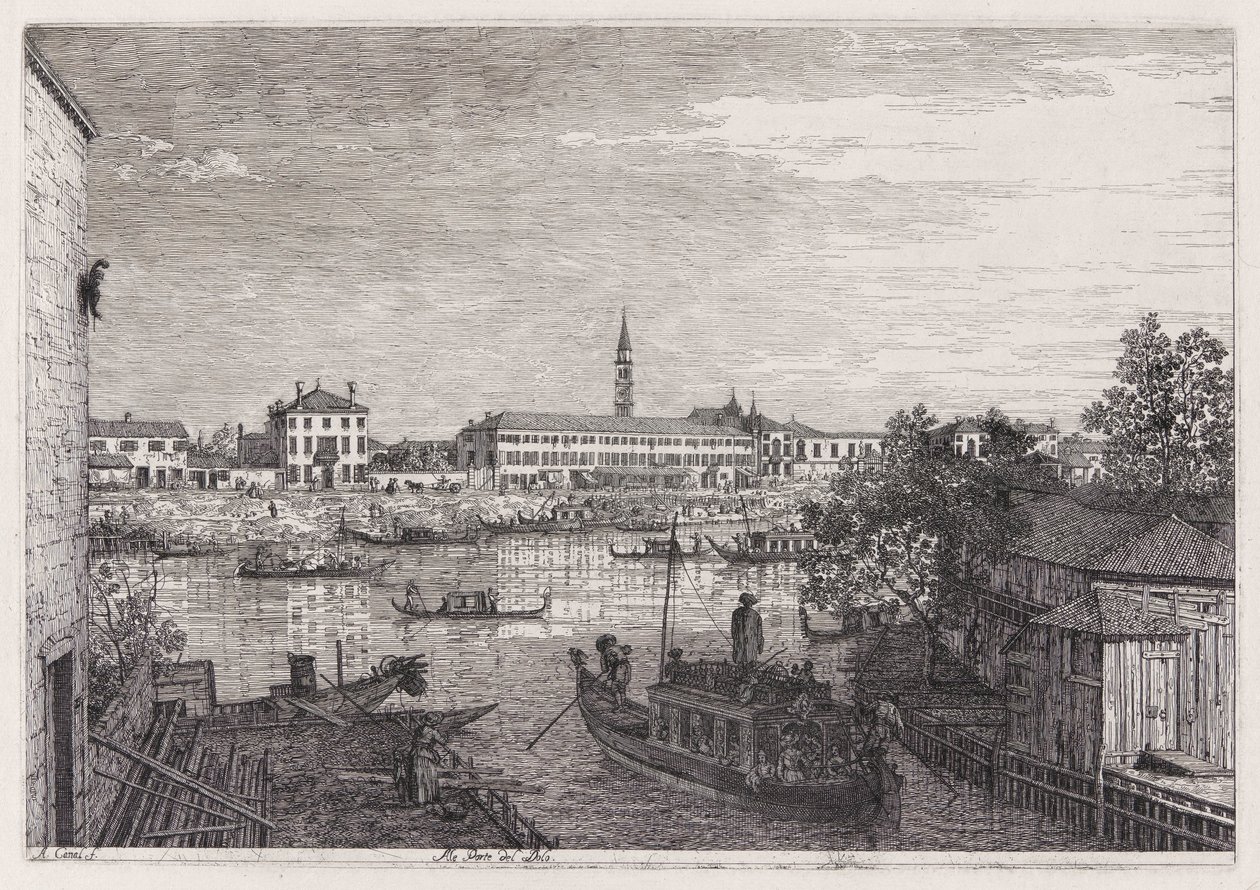 Aux portes du Dolo, de la série Vedute (Vues) - Canaletto (Giovanni Antonio Canal)