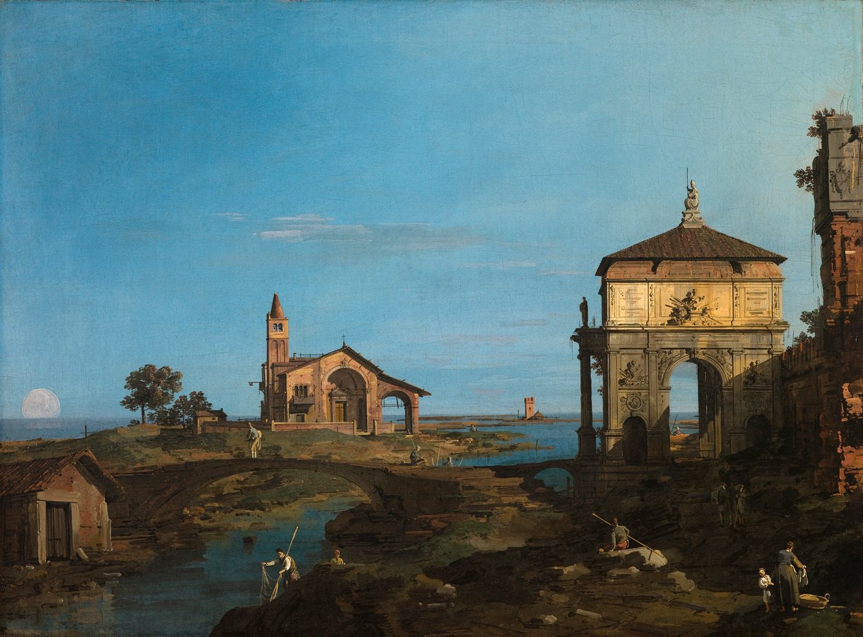 Une île dans la lagune avec une porte et une église - Canaletto (Giovanni Antonio Canal)