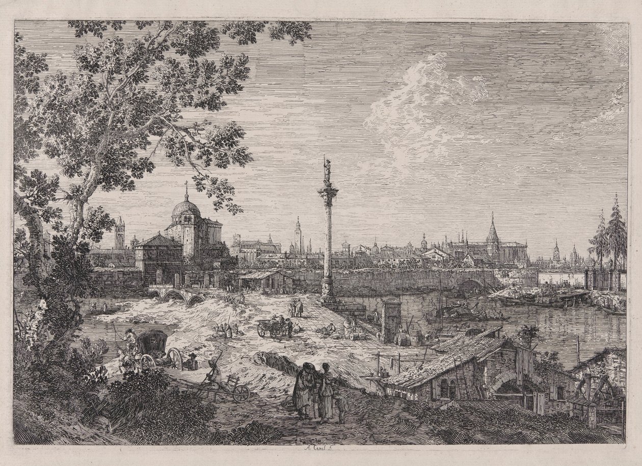 Vue imaginaire de Padoue, de la série Vedute (Vues) - Canaletto (Giovanni Antonio Canal)