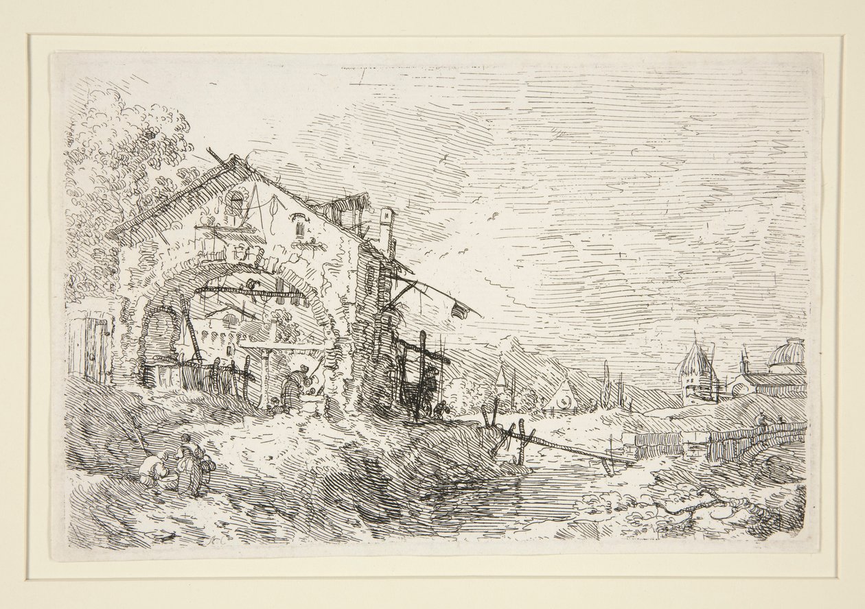 Paysage avec une femme à un puits, de la série Vedute - Canaletto (Giovanni Antonio Canal)