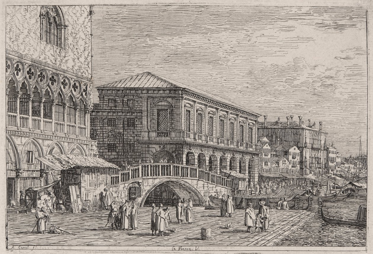 Le Prison. V. (La Prison, Venise), de la série Vedute (Vues) - Canaletto (Giovanni Antonio Canal)