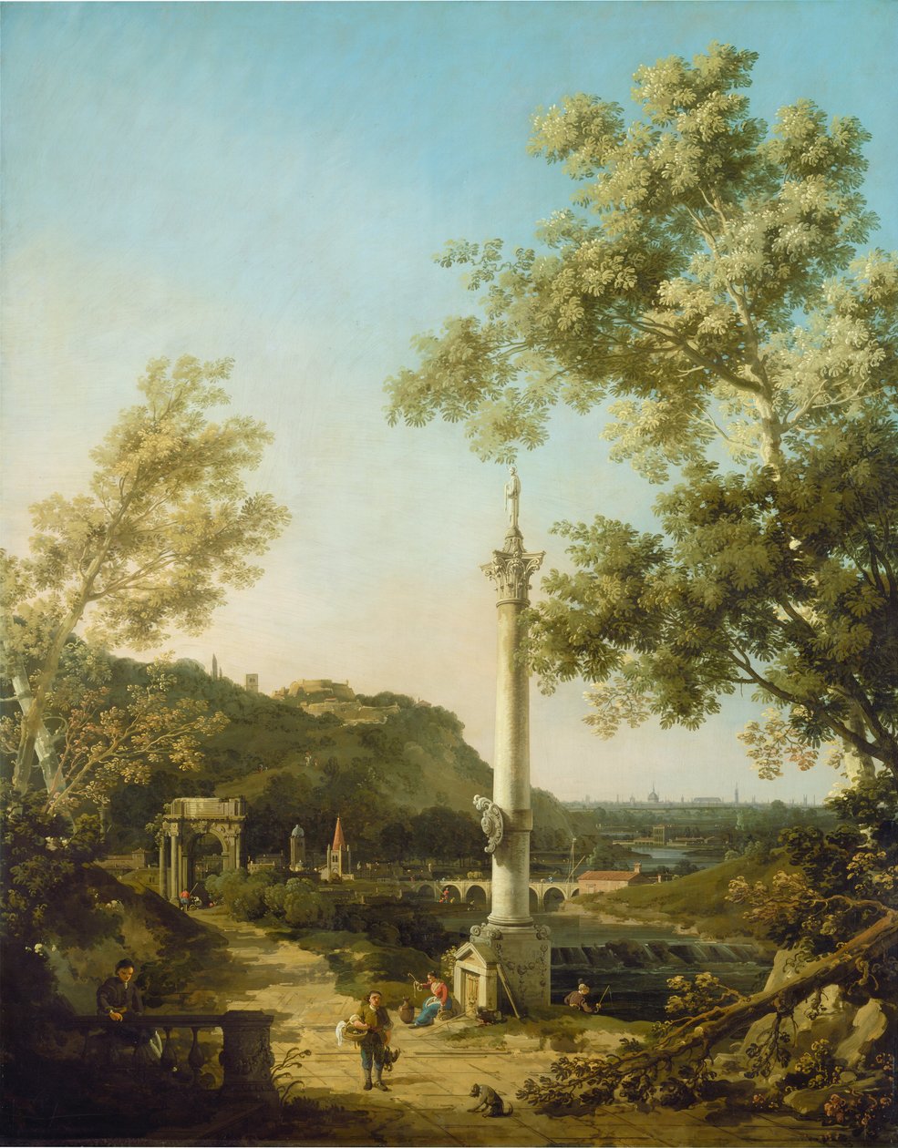 Paysage anglais capriccio avec une colonne - Canaletto