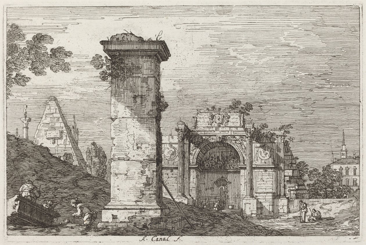 Paysage avec monuments en ruine (droite) - Canaletto