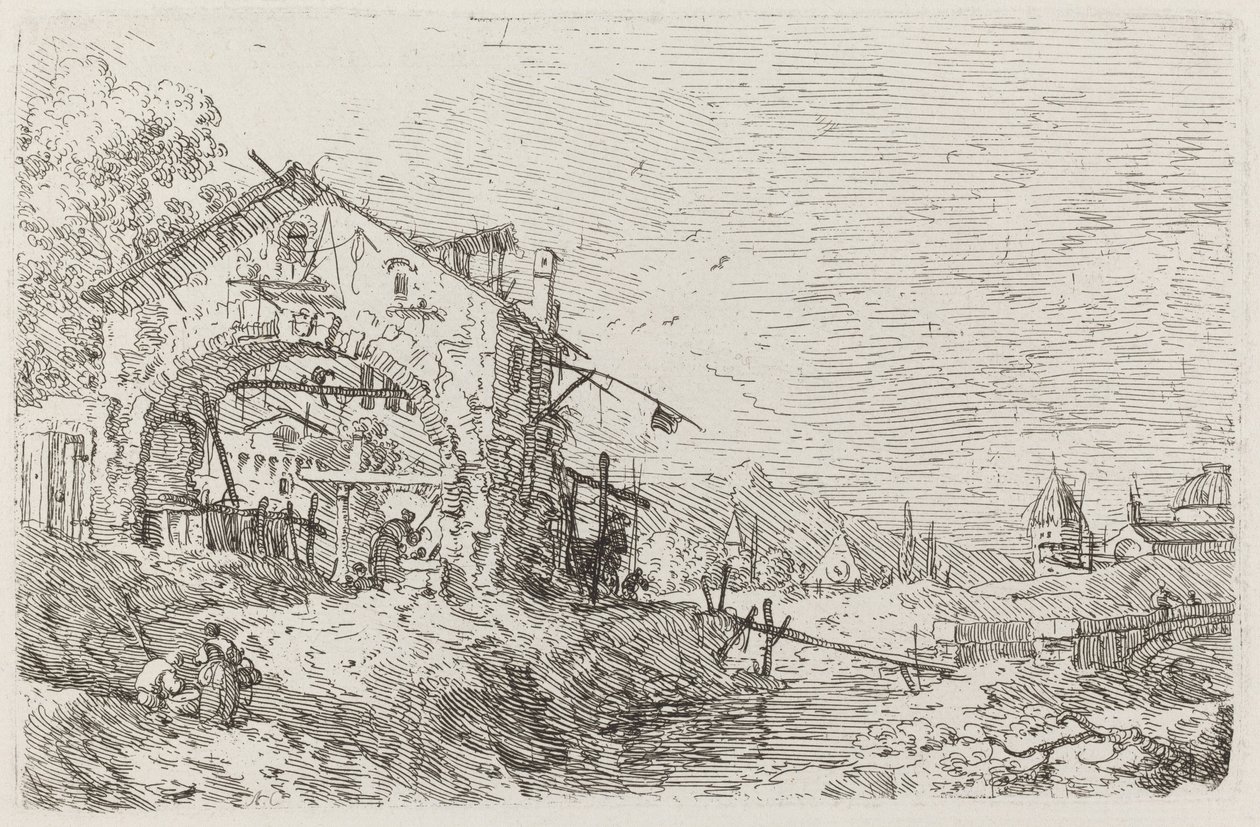 Paysage avec une Femme au Puits - Canaletto