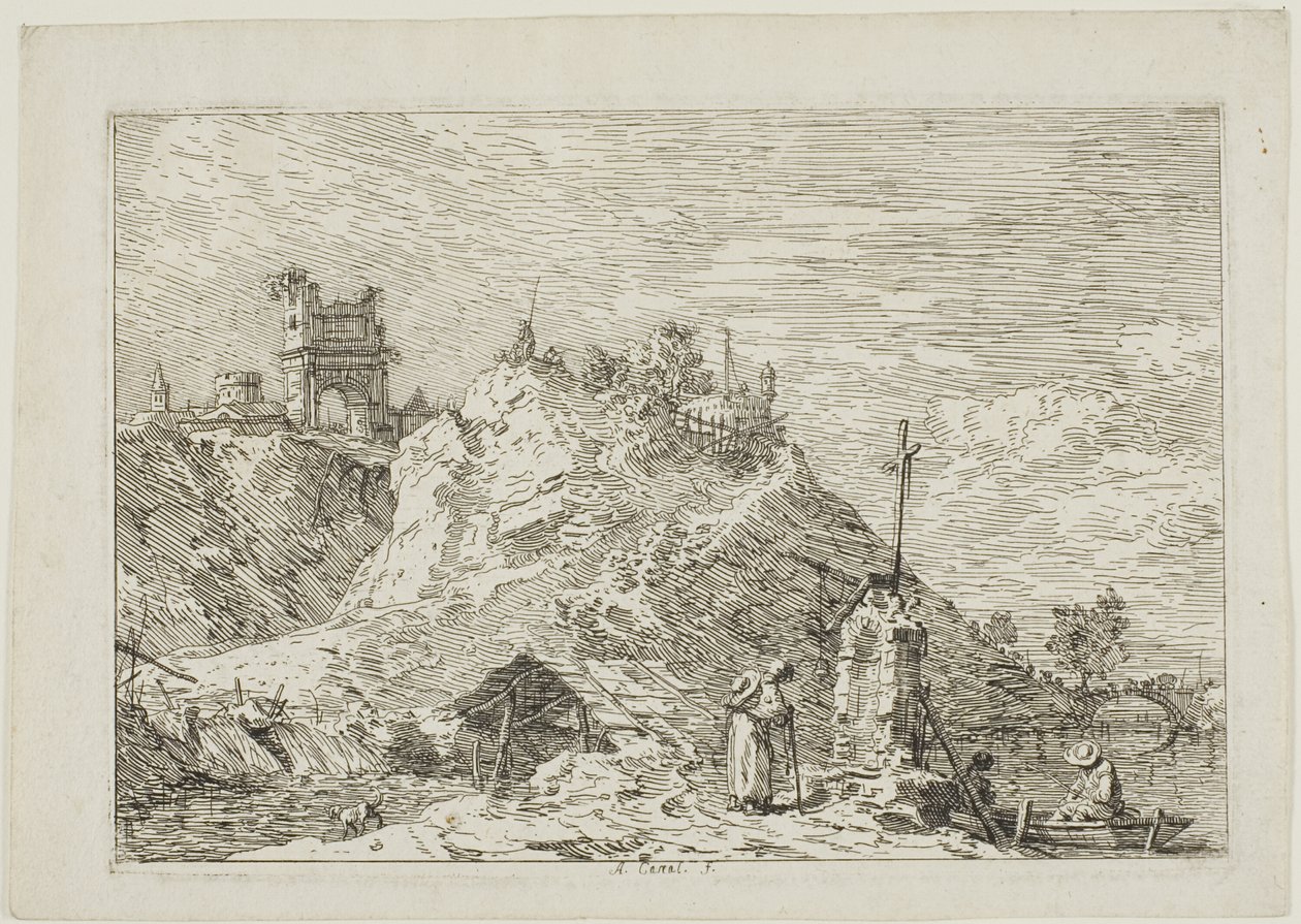 Paysage avec le pèlerin en prière, de Vedute - Canaletto
