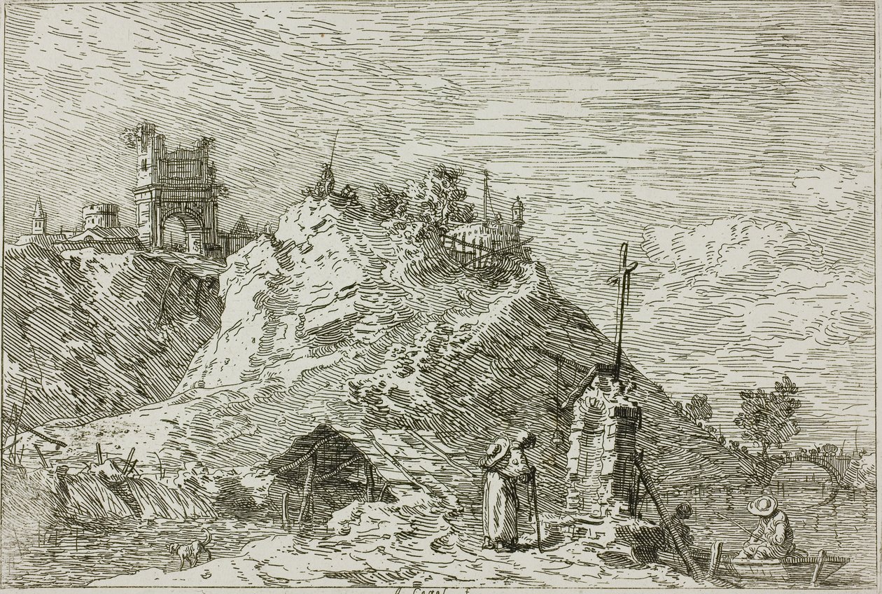 Paysage avec le pèlerin en prière, de Vedute - Canaletto