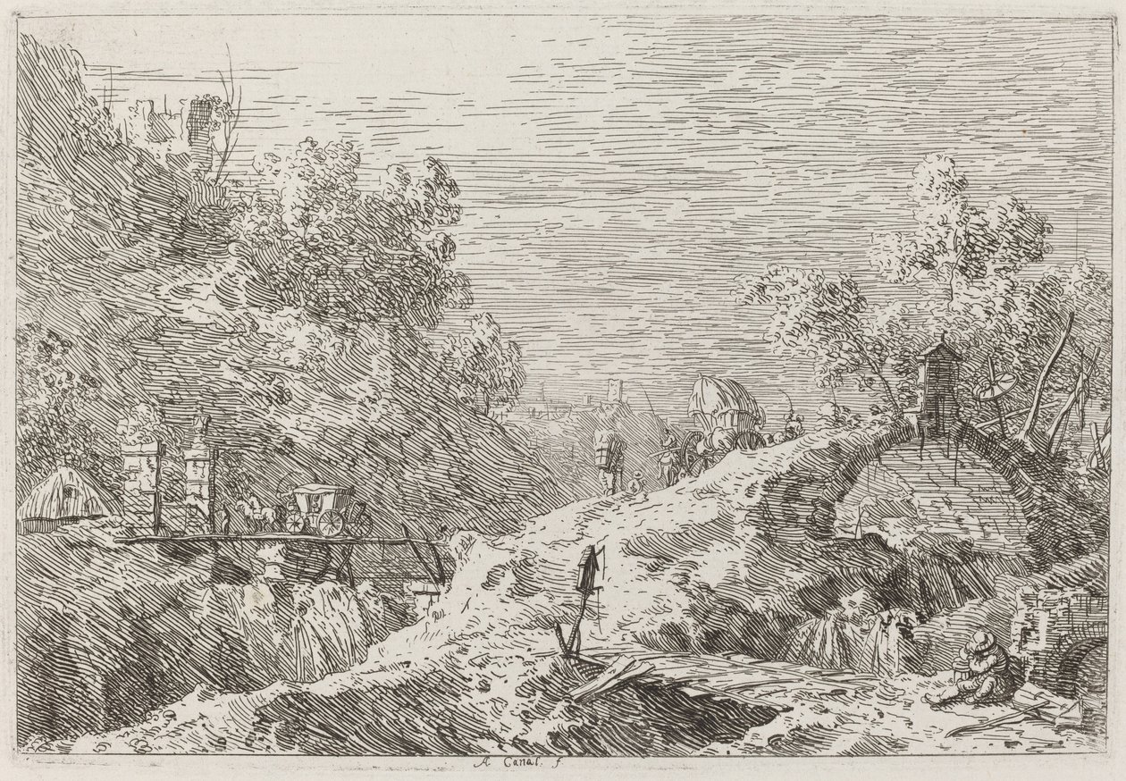 Paysage de montagne avec cinq ponts, c. 1735-1746 - Canaletto