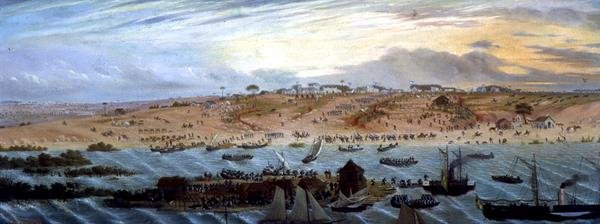 Embarquement des troupes argentines sur le 