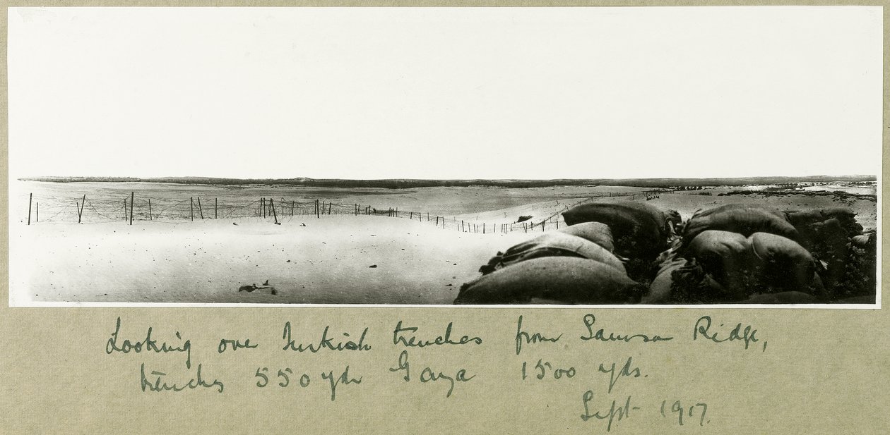 Vue sur les tranchées turques depuis Samson Ridge, septembre 1917 - Capt. Arthur Rhodes