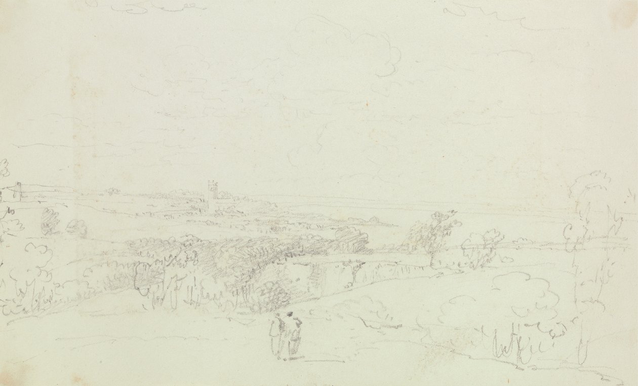 Paysage esquissé avec château au loin - Capt. Thomas Hastings