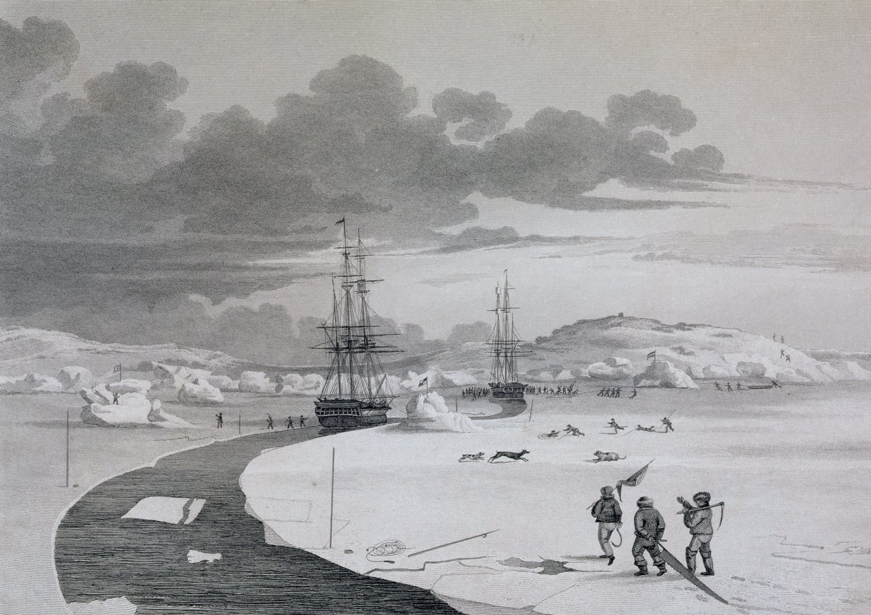 Découpe sur Winter Island, octobre 1821, de Journal of a Second Voyage for the Discovery of a North West Passage from the Atlantic to the Pacific performed in the Years 1821-22-23, par William Edward - Captain George Francis Lyon