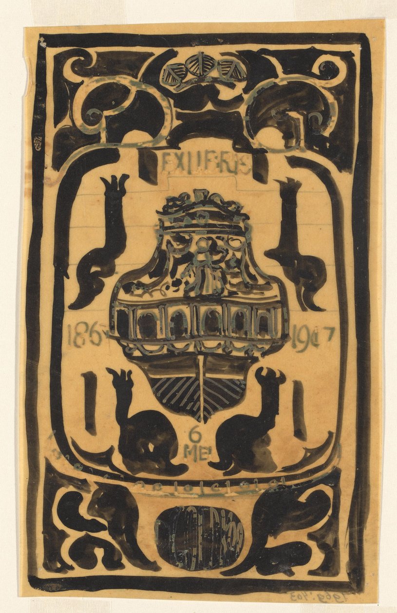 Entwurf für ein Exlibris für D. Goedkoop - Carel Adolph Lion Cachet